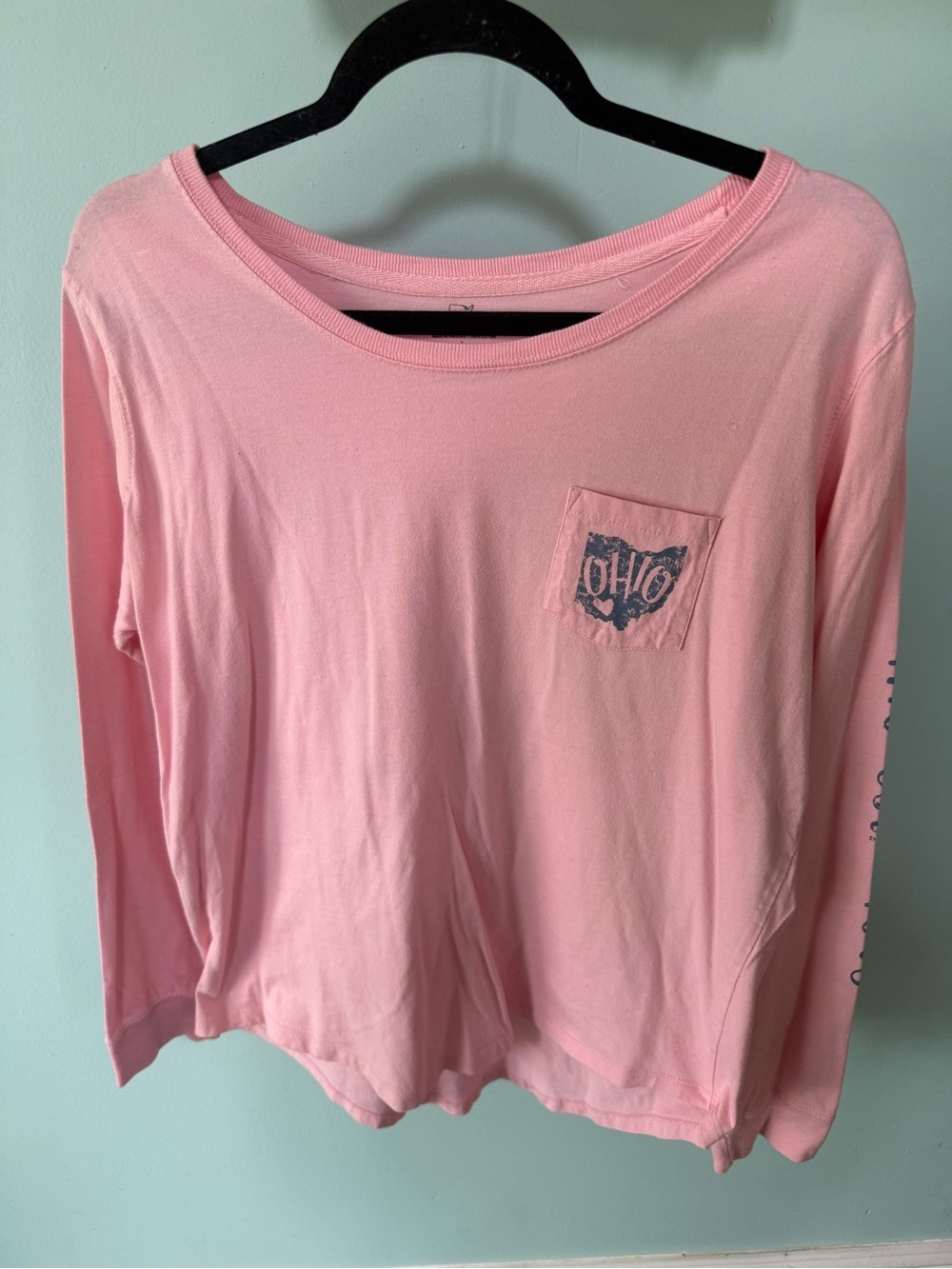 State Of Mine Pink Long Sleeve Pocket Tee with Ohio Print Size Large
